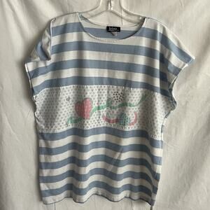 Vintage 80s Bijo Pastel Sleeveless T-Shirt - Women’s Size 22W-Hearts & Stripes